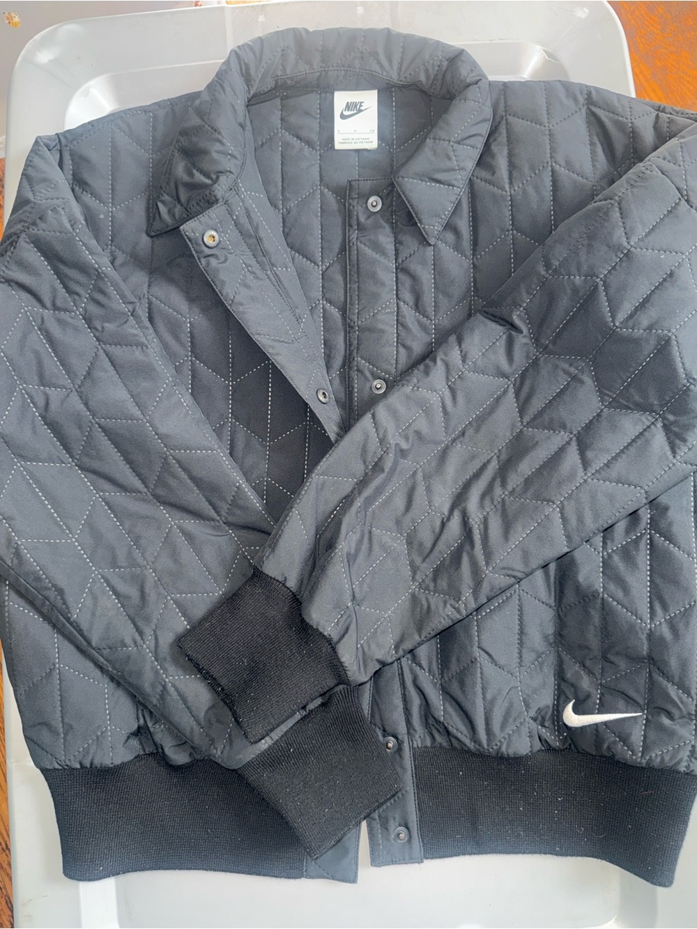 Nike Black Quilted Bomber Jacket
